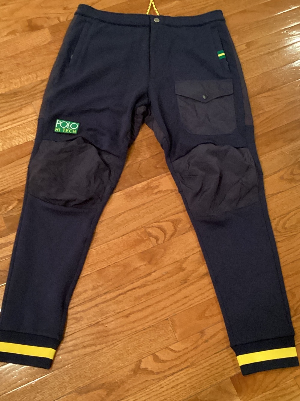 Polo by Ralph Lauren Navy Jogger Pants with Yellow Stripe Cuffs